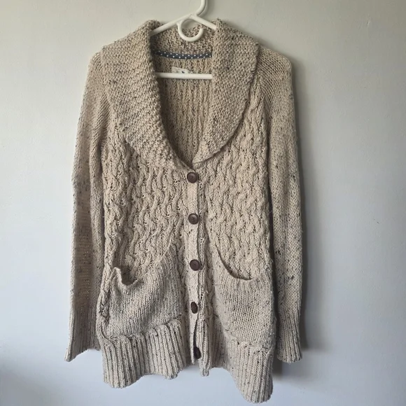 Isabella Sinclair Chunky Knit Cardigan Shawl Collar Cozy Cottage Core Sweater - Picture 1 of 7